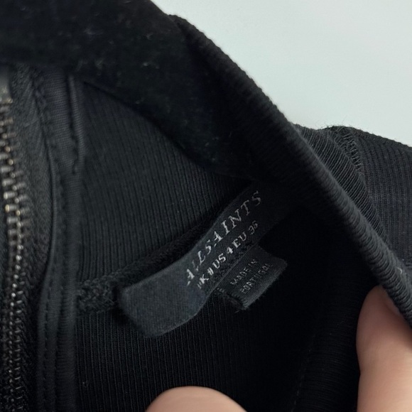 ALLSAINTS Quarter Zip Up Long Sleeve See Through Sleeve Ribbed Maxi Dress - Picture 4 of 4